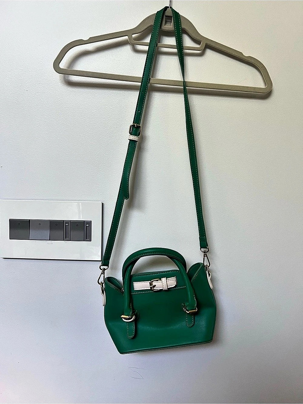 By Anthropologie Green Mini Satchel Crossbody Bag Gold Hardware